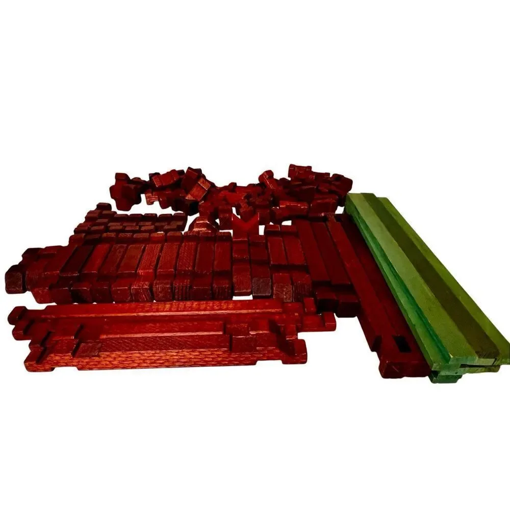 Vintage 1950’s HEWN HALSAM American Logs No. 815 W/ 103 Pieces Wood Toy VGC